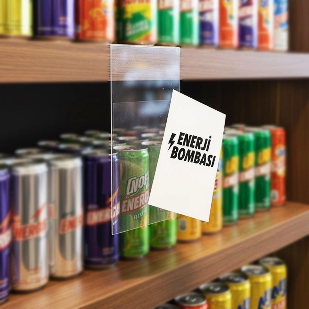 Bantlı Raf İlan Duyurucu PVC Shelftalker Dikey