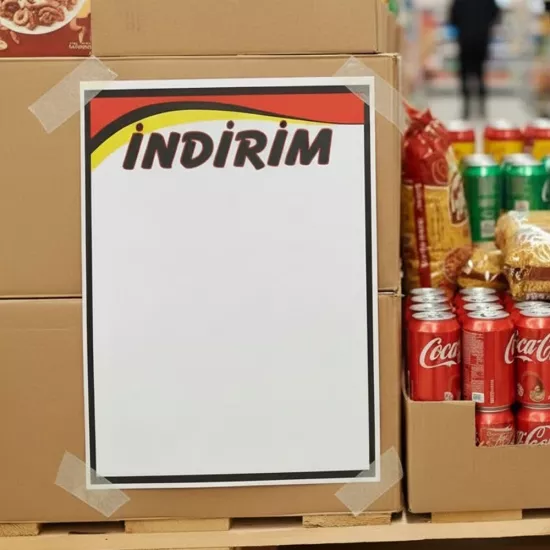Baskılı Kuşe 32*45 | İndirim Yazı Kartonu | İndirim Afişi - etiketlezek.com