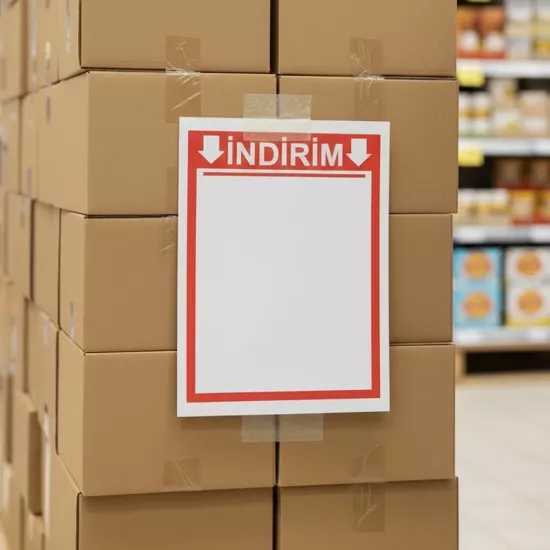 Baskılı Kuşe 16*21 | 17x23 İndirim Kağıdı | Market Afiş Kağıdı - etiketlezek.com