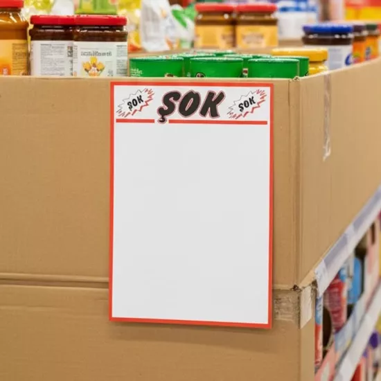 Baskılı Kuşe 21*30 | Market Şok Kağıdı | Şok Fiyat Etiketi - etiketlezek.com