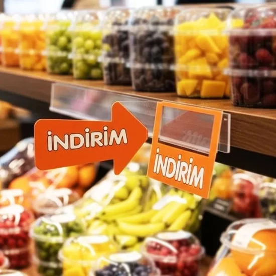 İndirim Kulakçığı | PVC Raf İndirim Etiketi - Market Kulakçığı - etiketlezek.com