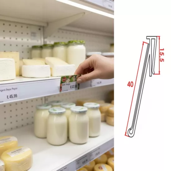 Sac Önü Etiketliği | Sütlük Raf Profil Etiketliği | Raf Etiketlik - etiketlezek.com