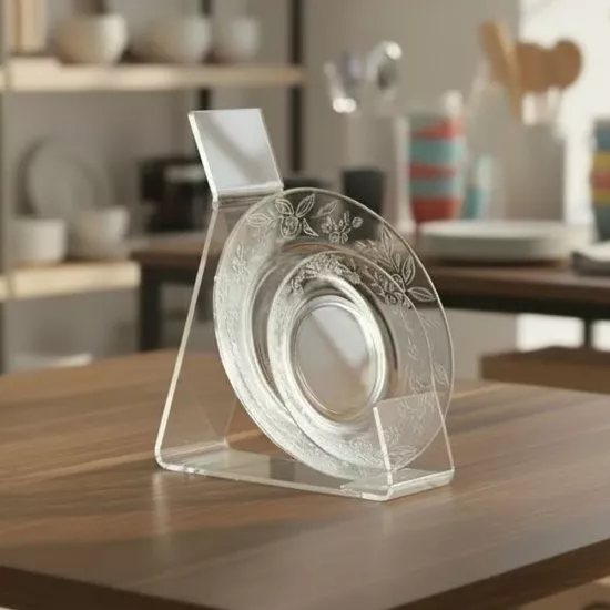 Pleksi Tabak Tutucu | Pleksi Tabak Standı | Raf Üstü Tabak - etiketlezek.com